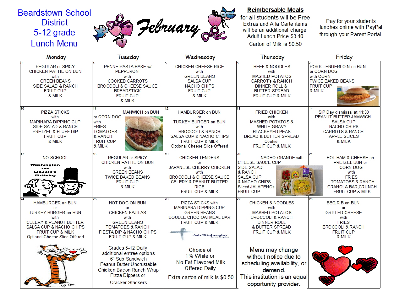 Beardstown CUSD 15 Lunch Menus