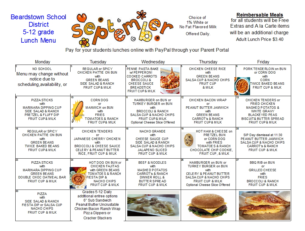 Beardstown CUSD 15 Lunch Menus