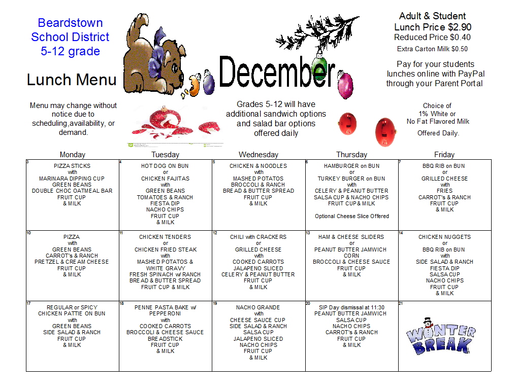 Beardstown CUSD 15 Lunch Menus
