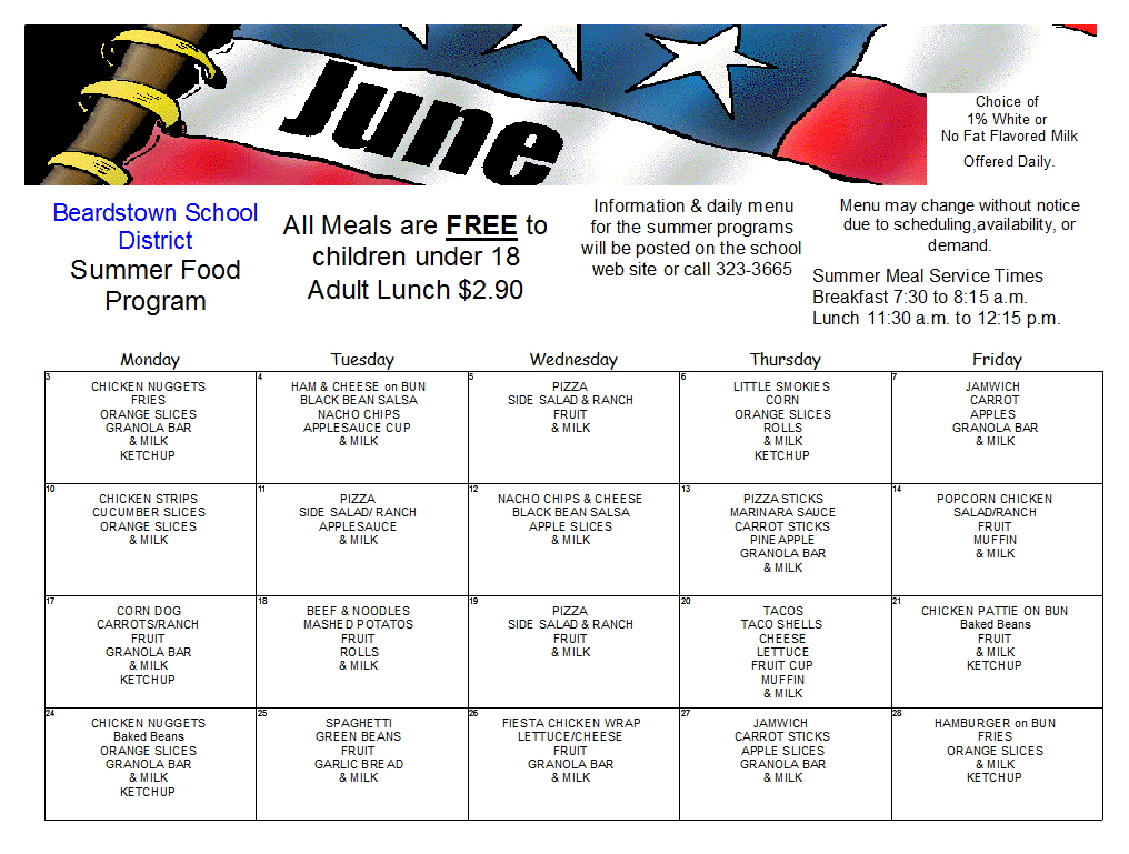 Beardstown CUSD 15 Lunch Menus